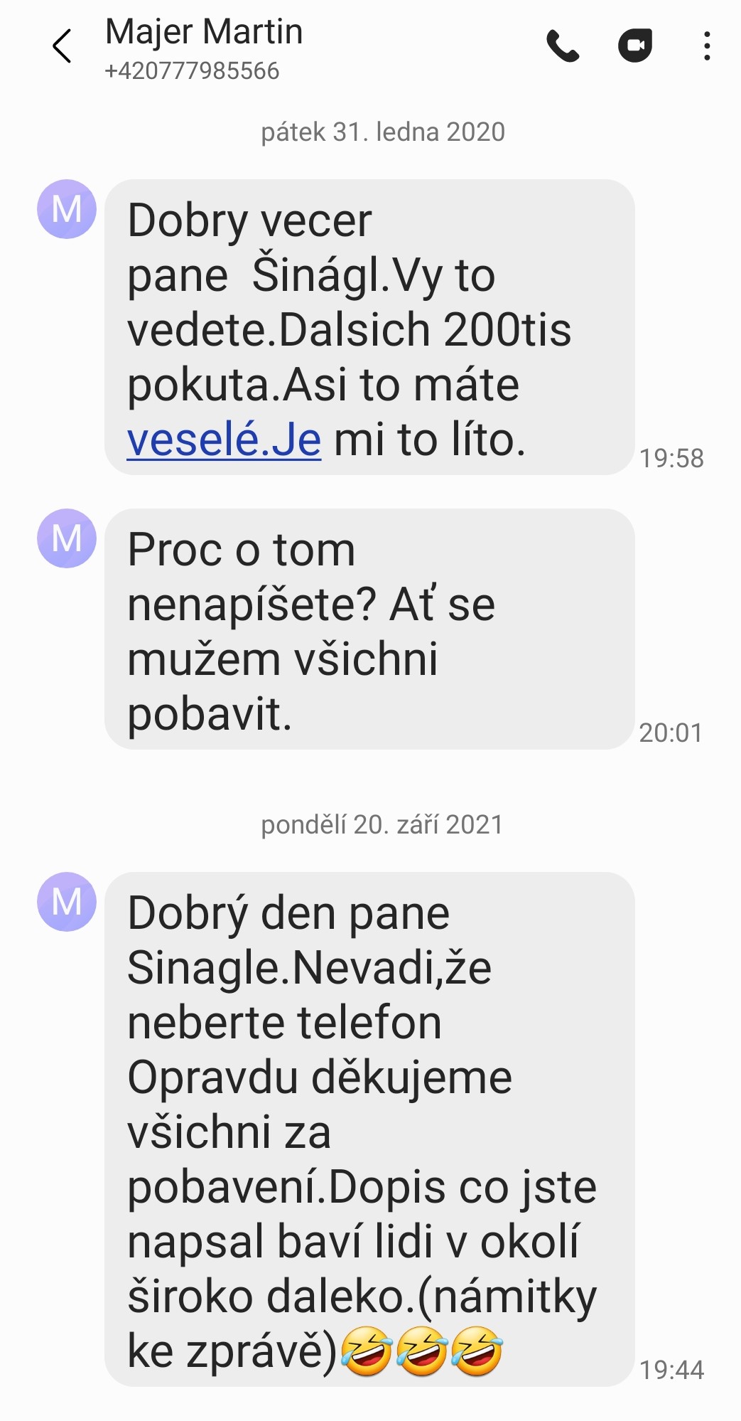 Martin  Majer SMS 20.9.2021