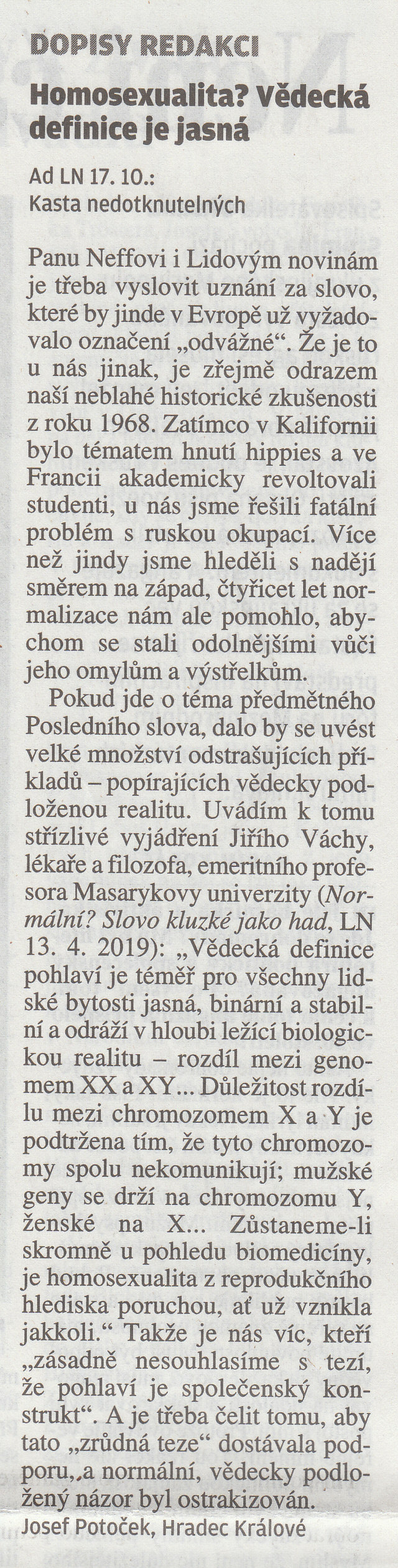 LN DR Homosexualita Josef Potocek 18.10.2022