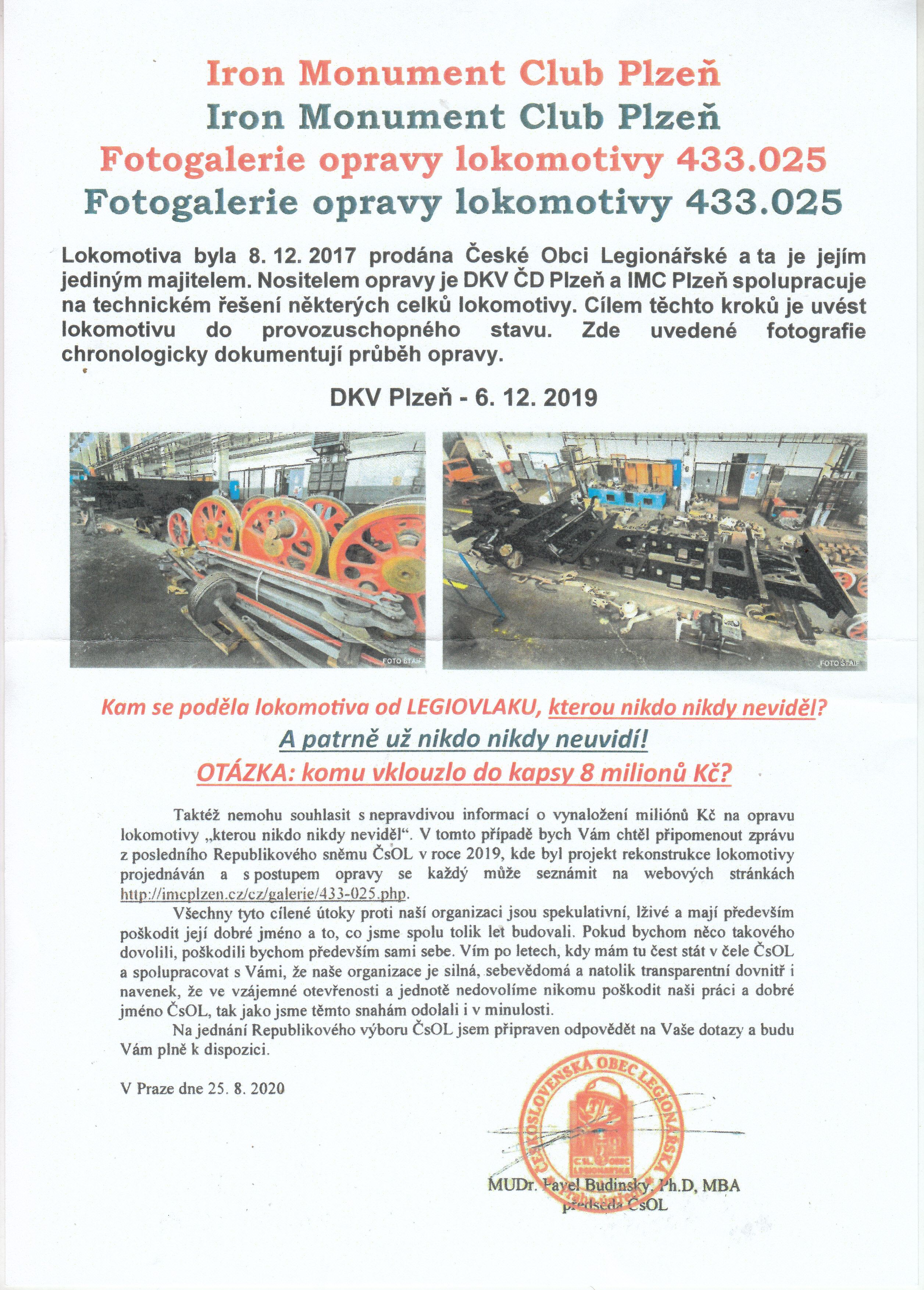 CLO Budinsky Legio Vlak 25.8.2020