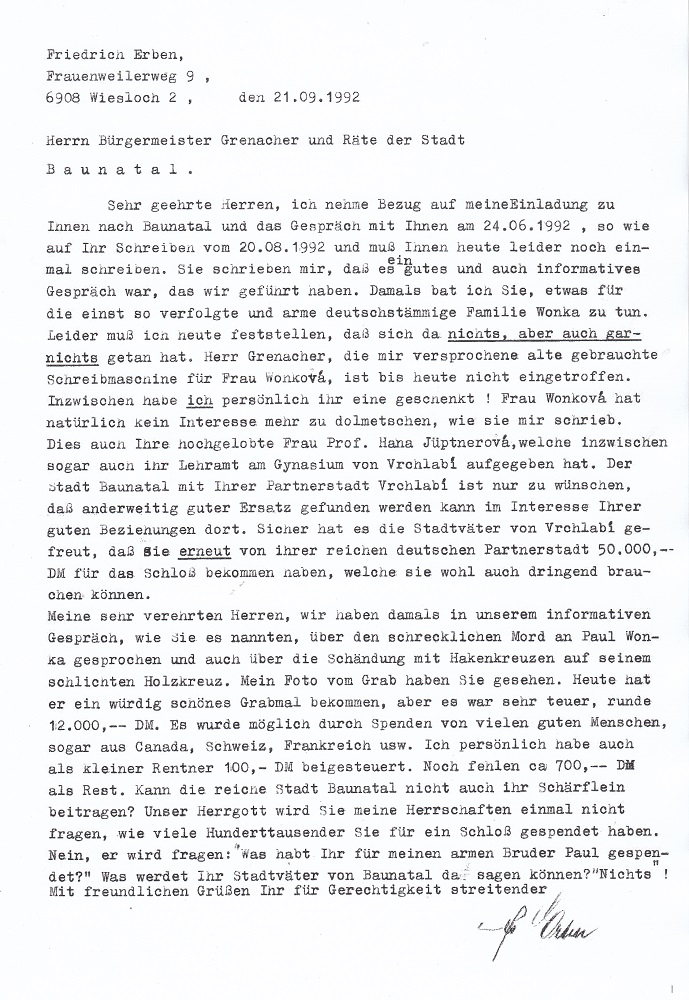 Wonka D dopis Baunatalu od Erben Friedrich 210992