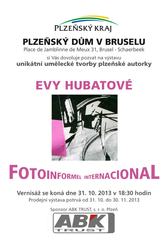 Brusel pozvánka na výstavu Evy Hubatové česky